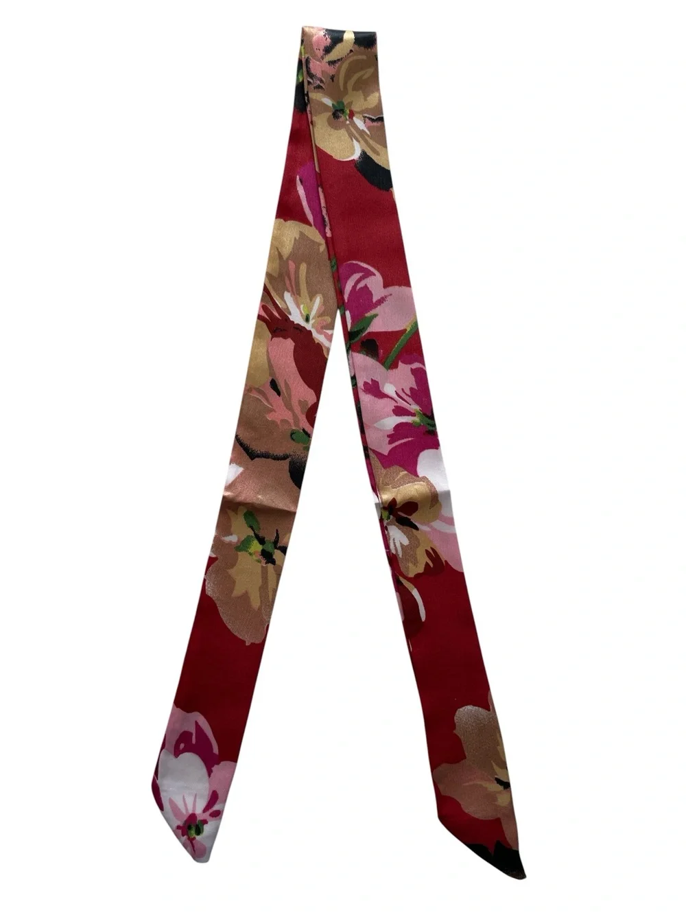 Floral Red Skinny Bag Scarf